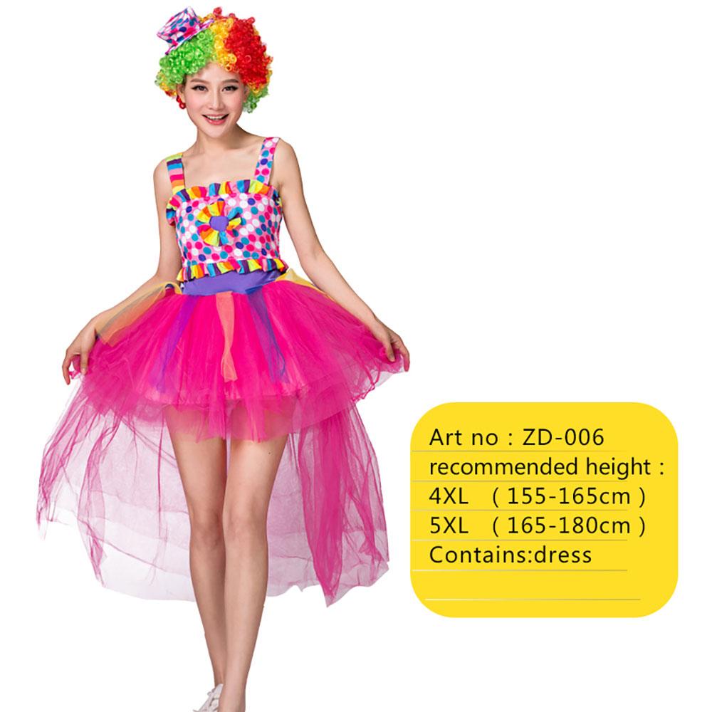 Costume de Clown de Cirque Arc-en-ciel Adulte pour Femmes Joker Rigolo Tenue de Fête d'Anniversaire Carnaval Vêtements Mignons Sans Perruque 5XL(height165-175cm)