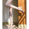 High heels sandals women's summer 2025 new fashion transparent middle heel crystal shoes fashion thick heel outer slippers