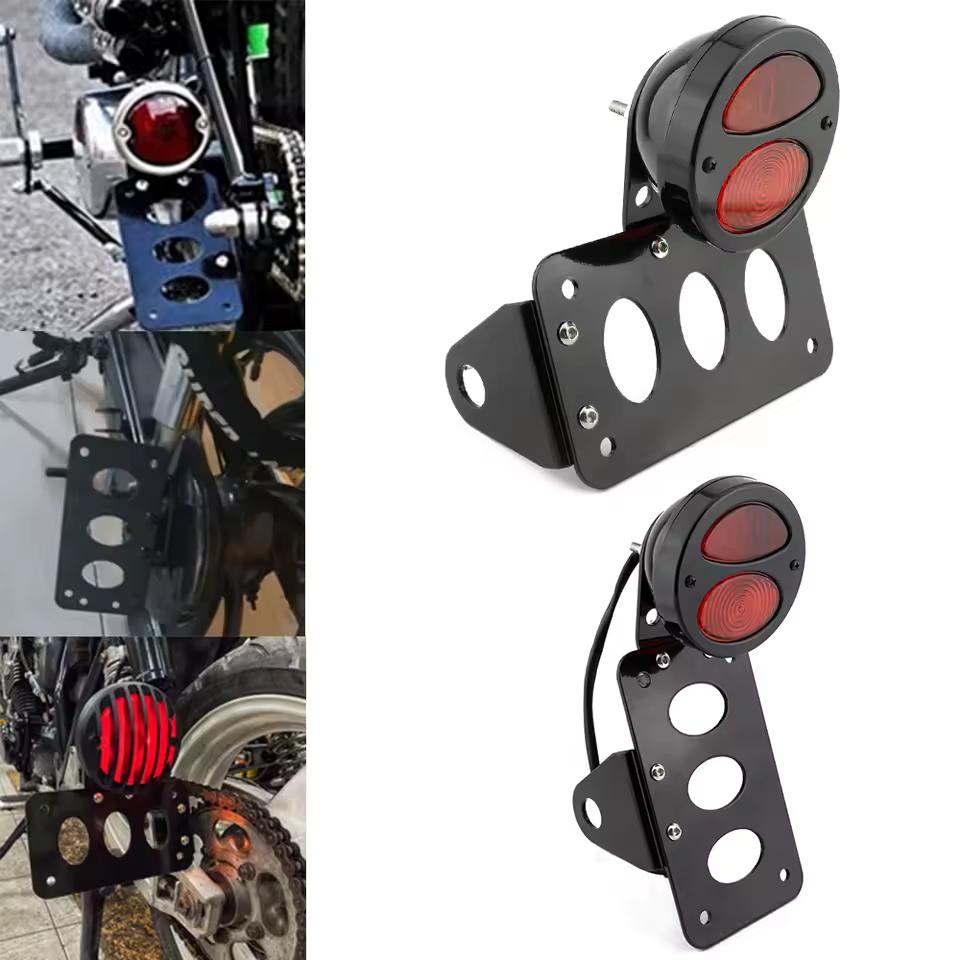 Motorkerékpár Oldalsó Rögzítésű Hátsó LED Féklámpa Oldalra Szerelhető Rendszámtábla Tartó Harley Sportster Bobberhez