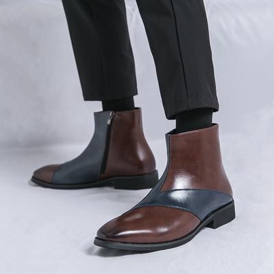 Men Boots Leather Fashion Simplicity Pointed Toes Dress Ankle Boots Men Fashion High Top Boots Party Men Flats Business Shoes