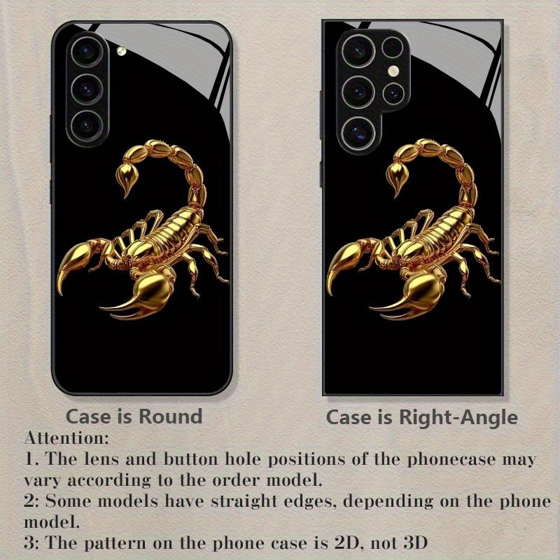 Golden Scorpion tempered glass phone case suitable for Samsung Galaxy S26 S25 S24 S23 S22 S20 FE/Ultra/Plus anti drop back cover