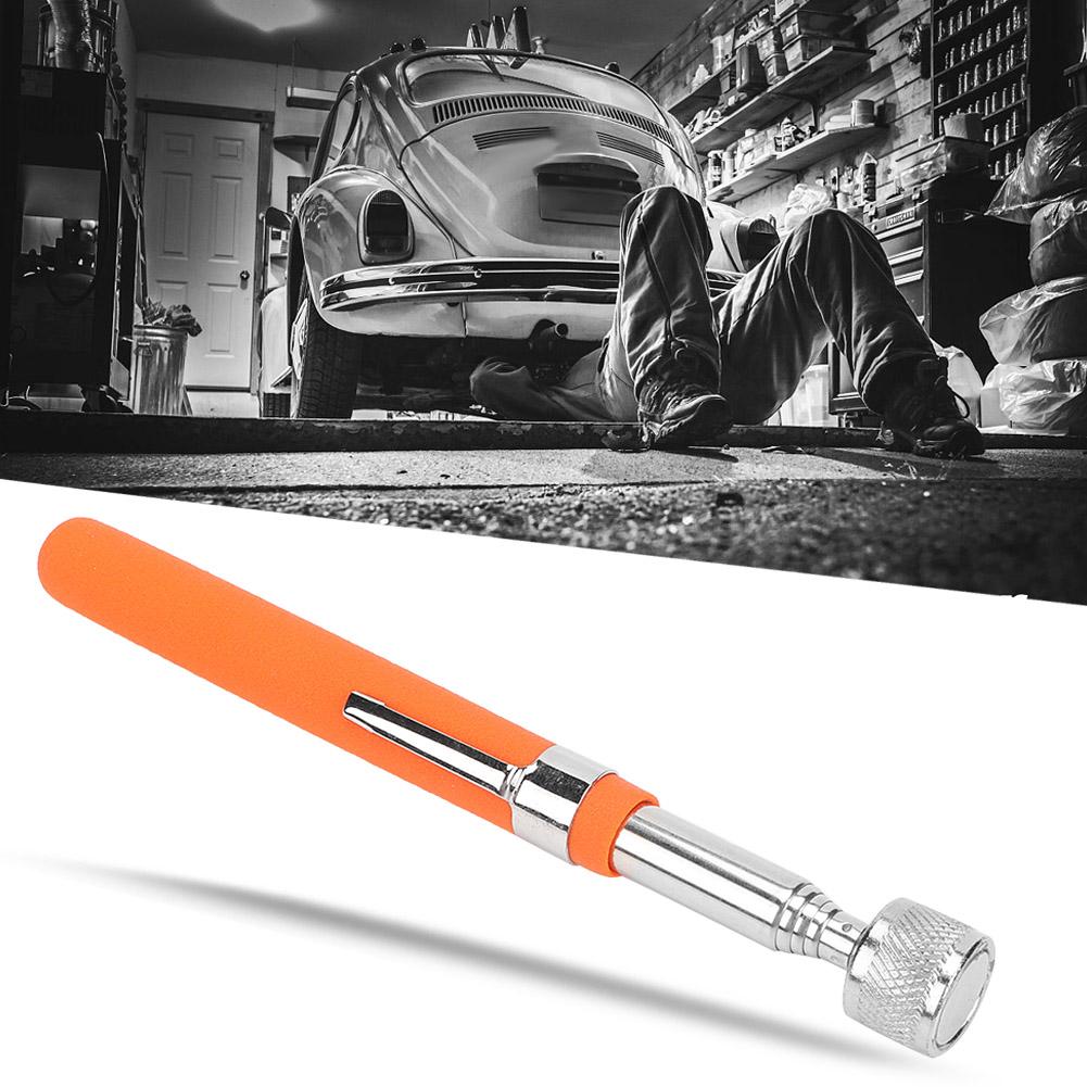 Non slip Magnetic Telescopic Retractable Pickup Stick Pick up Tool with LED Light Orange
