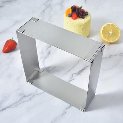 Mousse-Ring aus Edelstahl, groß, quadratisch, verstellbare Größe, leicht zu reinigen, praktische Reinigung, Kuchenform