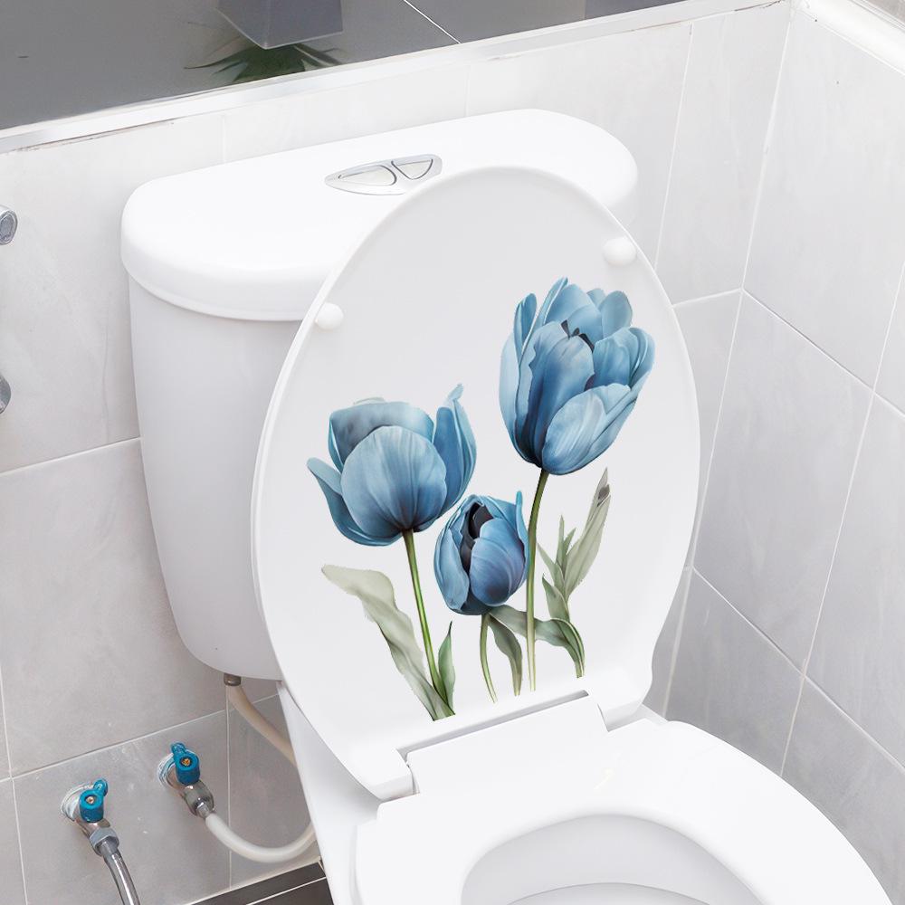 Waterproof Self-Adhesive Floral Toilet and Bathroom Wall Stickers
