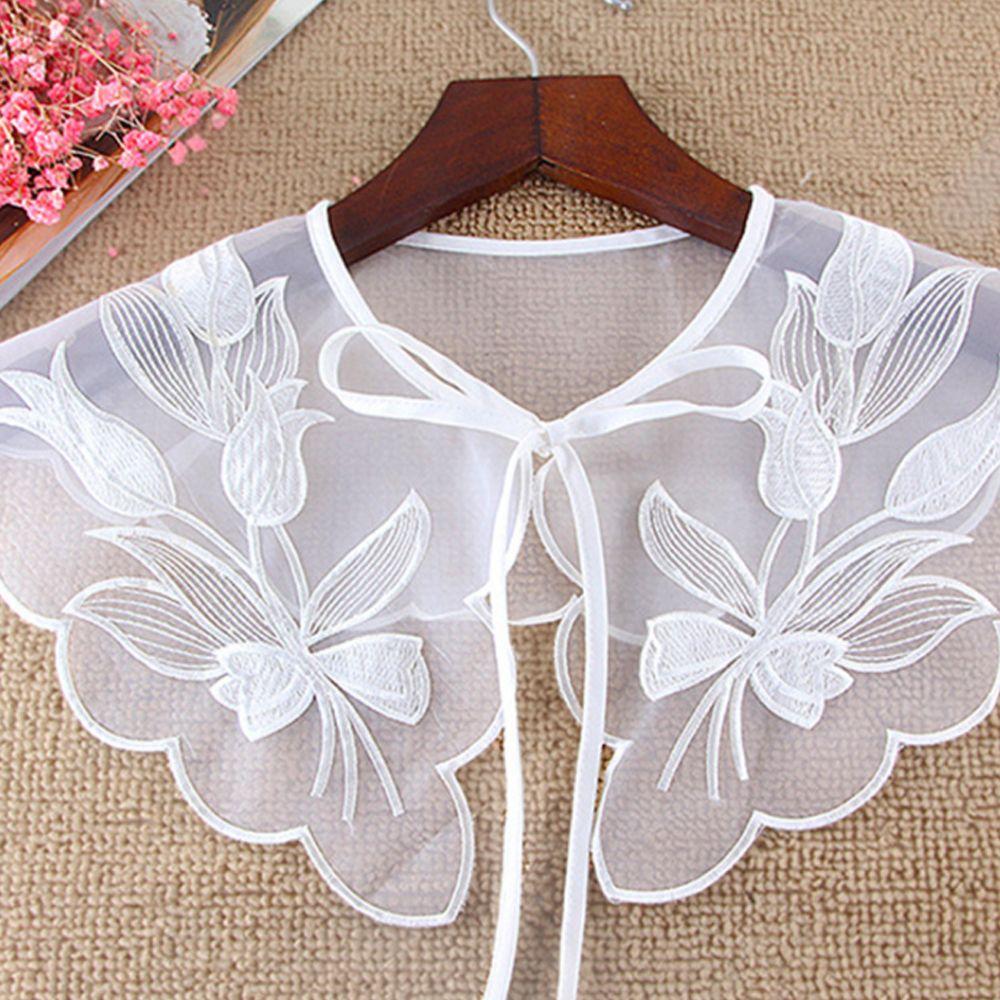 Women Men Lace Cotton Shirt Fake Collar Clothes Accessories Lapel Blouse Top False Tie