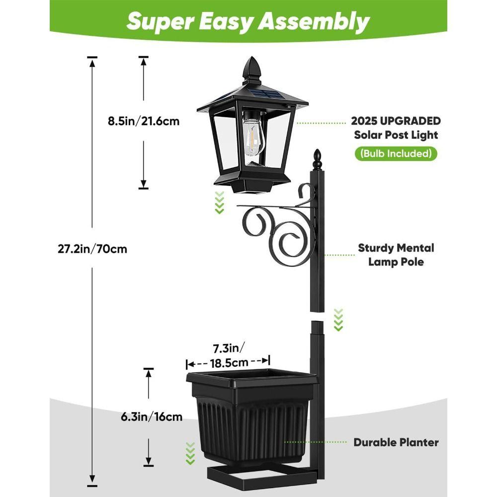 Waterproof Solar Post Lamp Solar Powered Pathway Garden Light Gifts Planter Lamp  Garden Decor