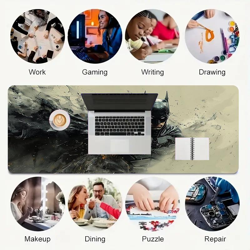 Batman Artwork Xl Gaming Mouse Pad Nonslip Rubber Base Stitched Edge Waterproof Desk Mat For Pc Laptop Gamer Office Computer Accessories C92939