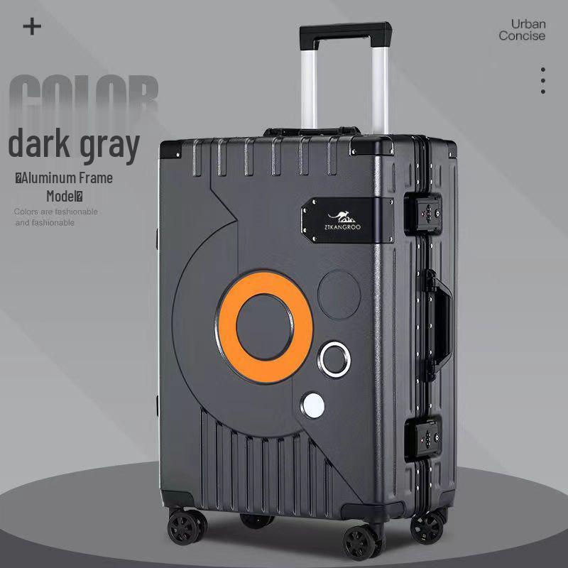 Aluminum Frame Leather Suitcase 20"/28" with Universal Wheels for Men, Women, Students