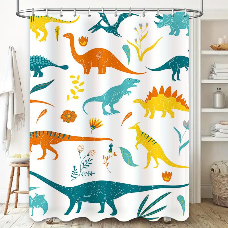 Stylish Vibrant Dinosaur Shower Curtain Perfect Addition for Your Bathroom Decor
