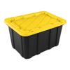 27 Gallon Heavy Duty Plastic Storage Bin with Snap-On Lid Stackable Totes Garage Basement Attic Transport and Organization