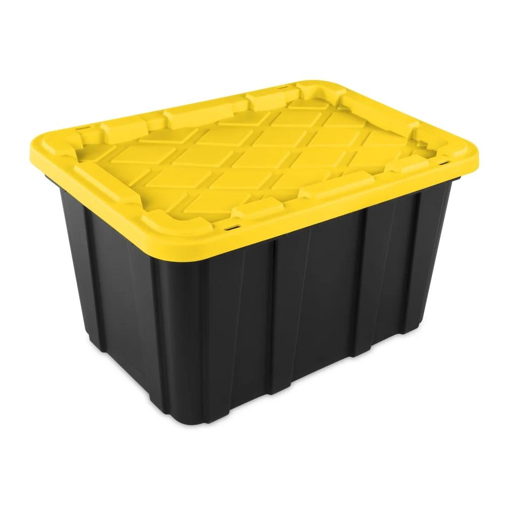 27 Gallon Heavy Duty Plastic Storage Bin with Snap-On Lid Stackable Totes Garage Basement Attic Transport and Organization