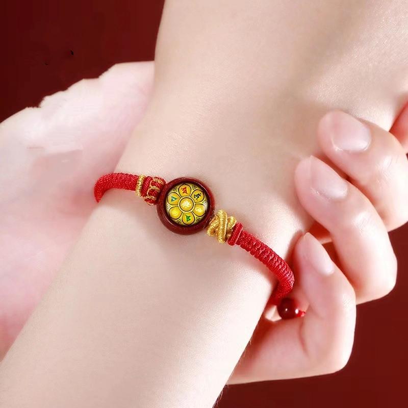 12 Zodiac Eight Patron God Of Wealth Benmingfo Patron Smulet Red Rope Hand-Woven Adjustable Hand Rope Bracelet