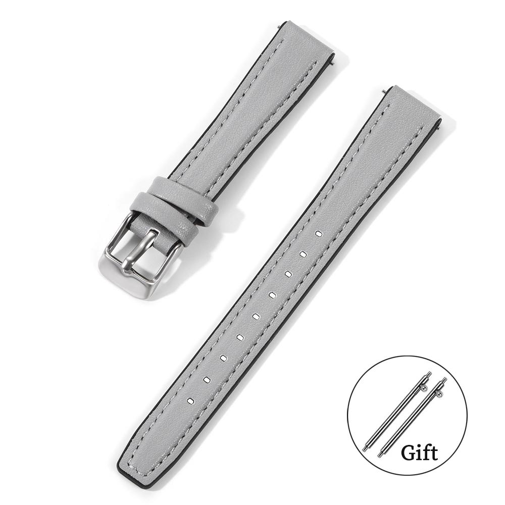 Ultra-dünnes Leder-Uhrenarmband 10mm 12mm 14mm 16mm Weiches Silikon-Uhrenband Schnellverschluss Herren Damen Armband Universelles Handgelenkband