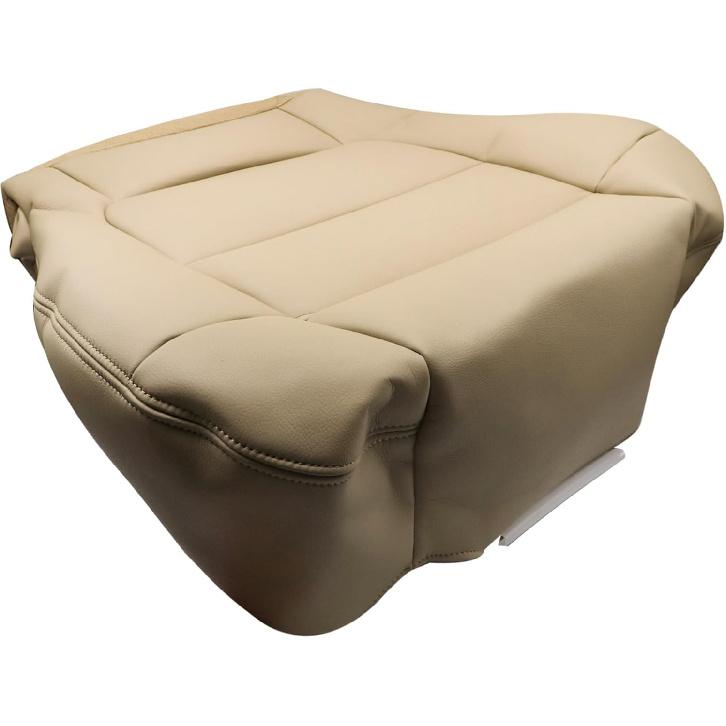 Front Driver Side Bottom Leather Replacement Seat Cover Tan Compatible with Ford F150 Lariat Super Crew 2001 2002 2003