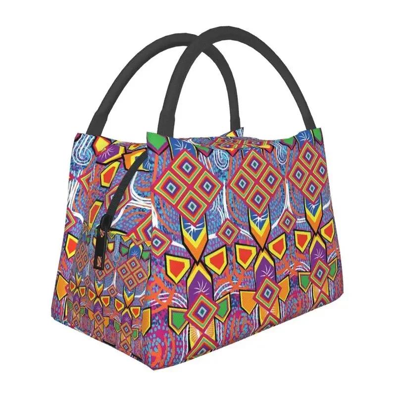 Huichol Traditional Native Thermal Insulated Lunch Bag Women Shamanic Ceremony Folk Art Portable Lunch Tote Meal Food Box