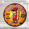 Vintage Hot Dog Cartoon Tin Sign 20x20cm 2D Flat Aluminum Wall Art Kitchen Bar Garden Garage Outdoor Decor