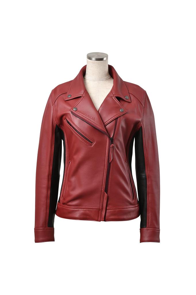 RossoStyleLab ROSSO Double Rider Leather Dark Size Jacket, Red/Black, Small, Women's ROL-16