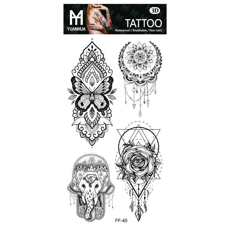 Plain Flower Bohemian Blue Rose Mermaid Waterproof Tattoo Sticker Simulation Water Transfer Sample Sticker