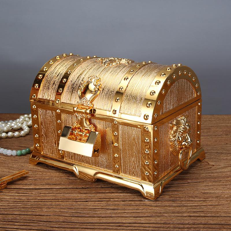 Pirate Jewelry Box Large, Retro Chinese Wedding Jewelry Box, Alloy Hand Jewelry Storage Box with Lock