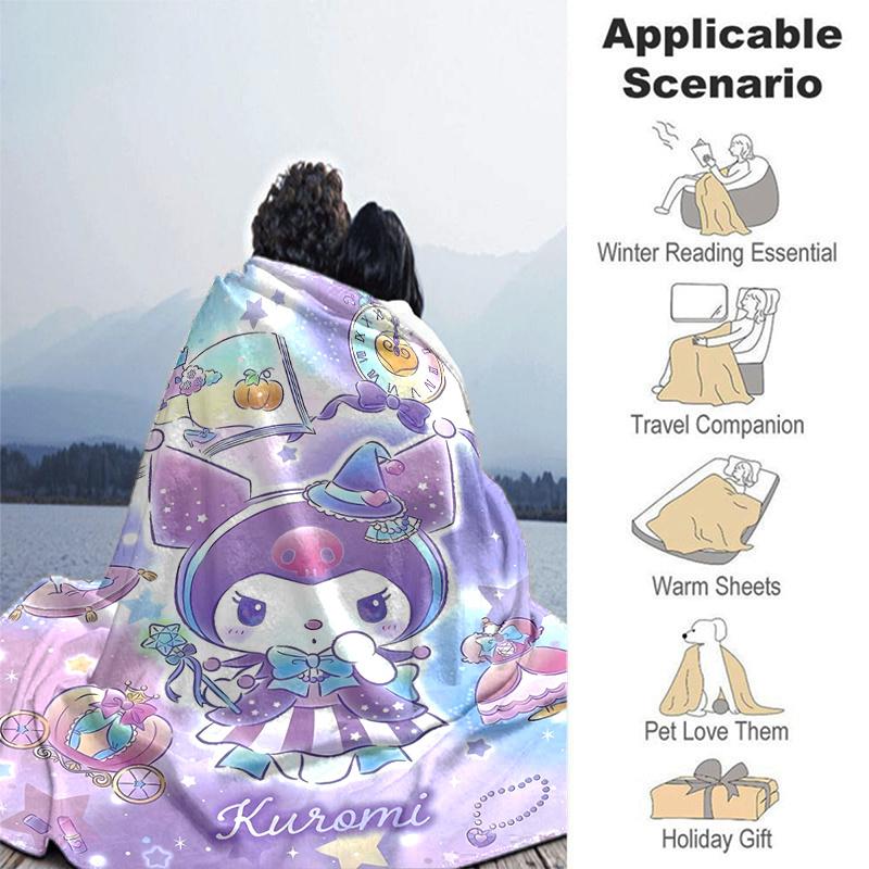 1pc Kuromi's Enchanted Journey Blanket, Soft Throw for Home Decor, Living Room, Travel, Camping, Car Blankets, Beach, Office Naps, Gift Idea, Suitable
