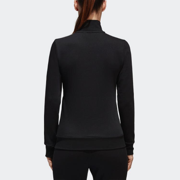 Adidas Vintage Three-Stripe Full-Zip Stand Collar Sports Jacket Women Jacket Black S97427