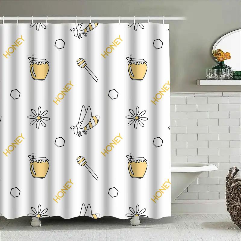 

Stylish Shower Curtain with Honey Design Decorate Your Bathroom in a Fun Way 90x180cm