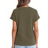 Womens  Casual Rolled Short Sleeve Basic Tees Fashion Tops