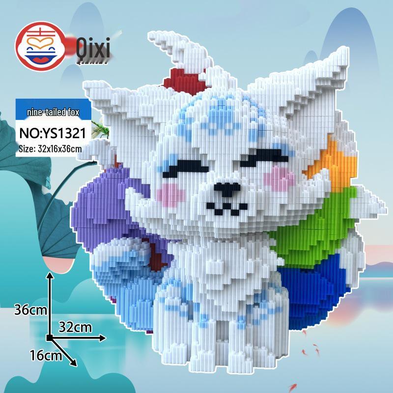 Seria Vulpea cu Nouă Cozi Ursuleț din Cărămizi Jucărie Puzzle Educativă pentru Băieți și Fete