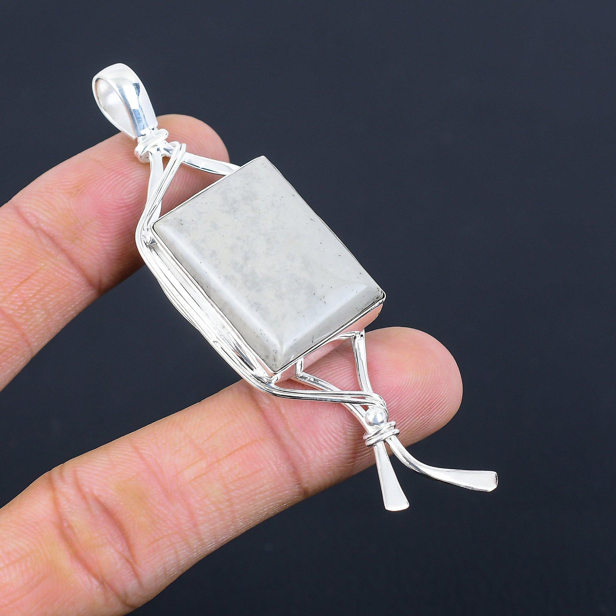 

Gift For Women Pendant 925 Sterling Silver Natural Porcelain Jasper Gemstone