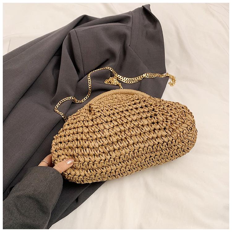 Straw Bag Niche Shell Bag Women S Woven Messenger Bag Summer Popular Seaside Vacation Beach Bag хаки