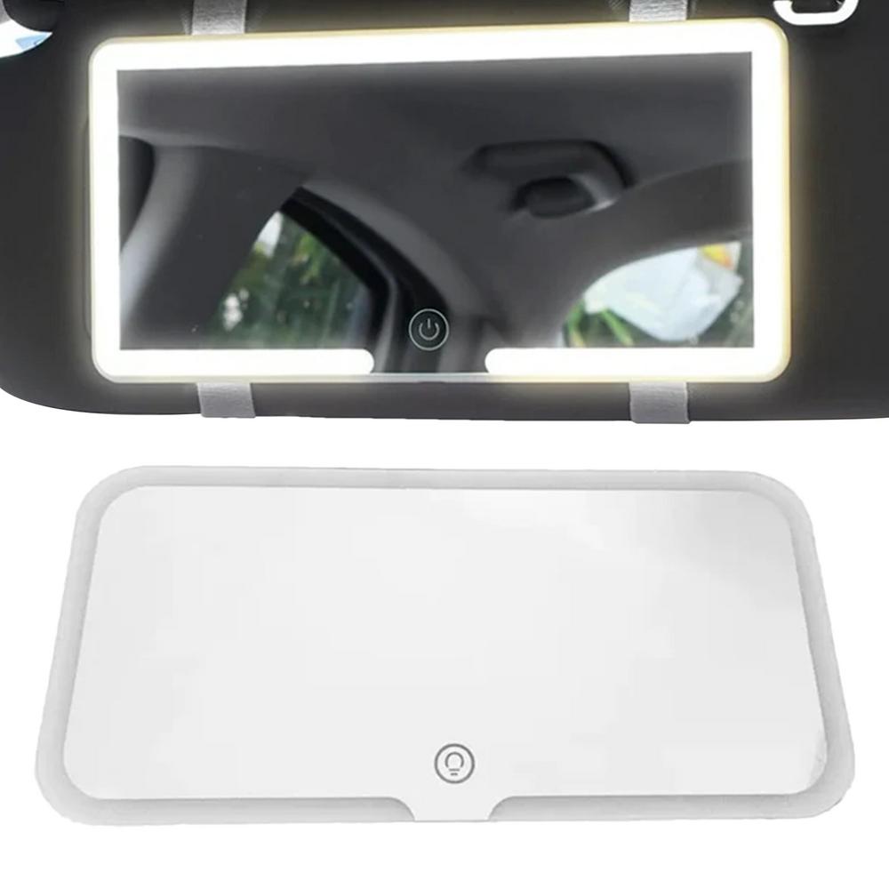 LED Car Sun Visor Vanity Mirror Car Vanity Mirror with 3 Light Modes and 60 LEDs Rechargeable Cosmetic Mirror auto Makeup Mirror
