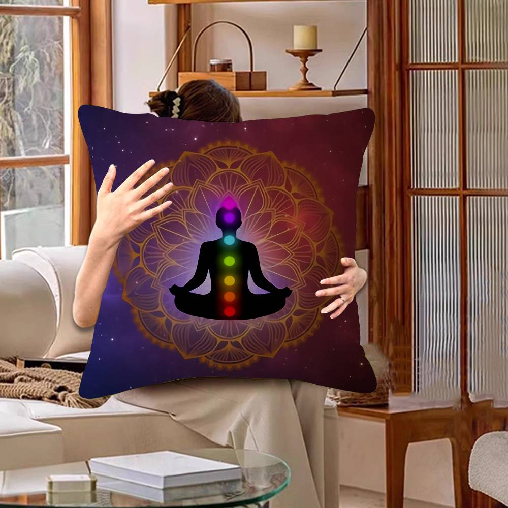 Meditation Seven Chakra Pillow Gift Home Office Decoration Bedroom Sofa Car Cushion Cover Case 45X45