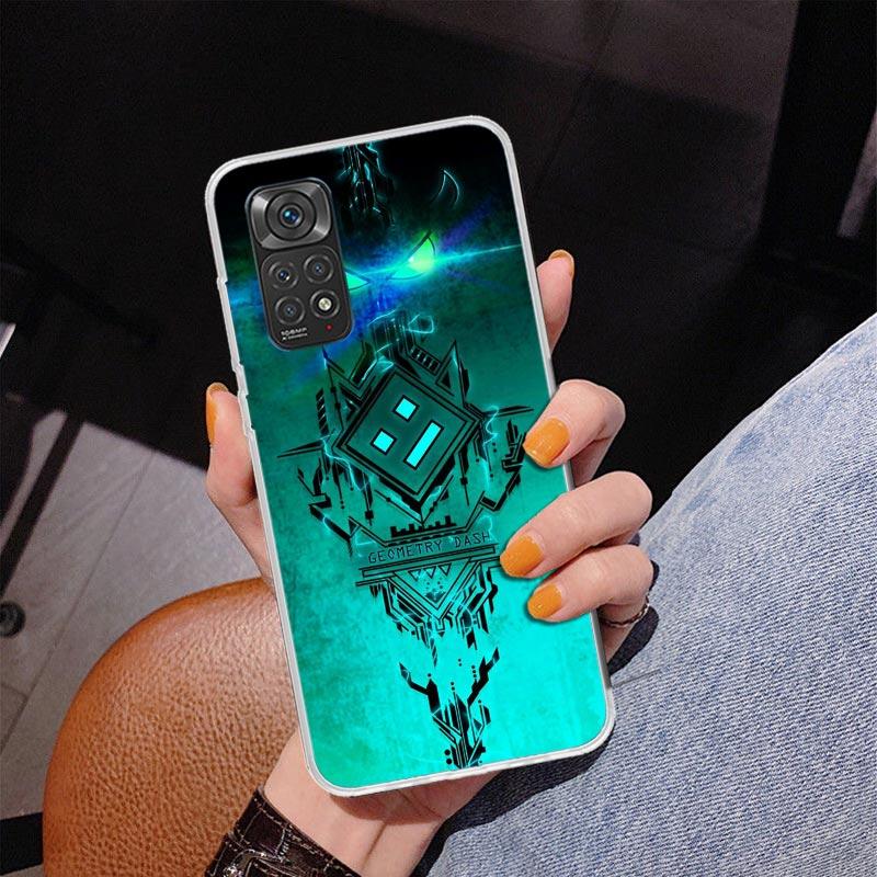 Geometry Dash Game Phone Case For Xiaomi Redmi Note 15 14 13 12S 12 11 Pro Plus 14S 11S 11E 10 10S 11T 5G Personalized Cover Red