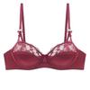 Sexy Französisches Sternzeichen Jahr Rotes Spitzen-Dünnbaumwoll-BH-Set, Brustminimierer Anti-Hänge-Vollbrust Damen-Dessous-Set