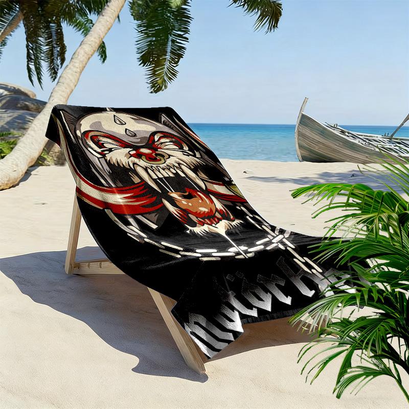 Skull and Chains 2D Flat Print Beach Towel, Large Soft Quick Dry Towel for Beach Camping SwimmingZSTJ0915291