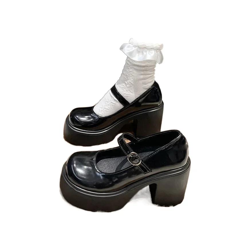 Fashion 2025 New Spring Summer Versatile Thick Bottom French Style Women's Shoes High Heels Small Leather Shoes Ladies Zapatos De Mujer