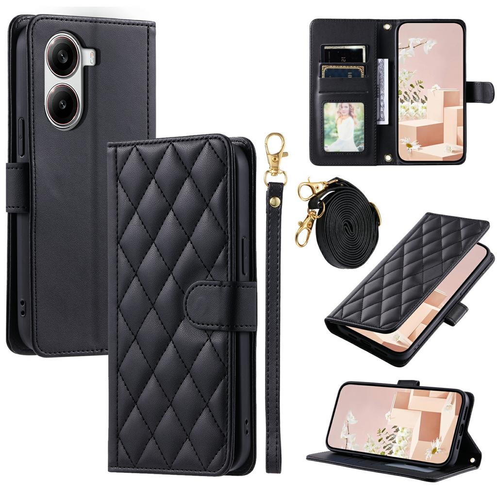 For Xiaomi Poco X7 Pro 5G/Redmi Turbo 4 5G Wallet Case Rhombus Grid PU Leather Phone Cover
