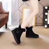 2025 Winter Shoes Women Snow Boots Height Increasing 7.5cm Non-slip Warm Plus Genuine Leather Women Ankle Boots Pure Black D354