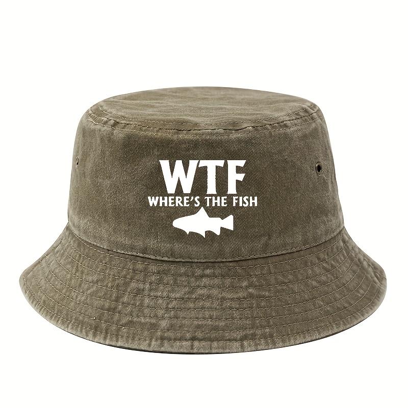 Male and Female Outdoor Fishing Fisherman Hat WHERE'S THE FISH Print, Lightweight Sun Hat, Camping Leisure Bucket Hat.