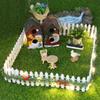 ChristmasElf Fairy Garden Miniature Wooden Fence Handmade LED Light String Vine Landscape Greenery Evergreen Prop