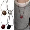 Women Modern Geometric Oval Pendant Necklace Adjustable Length Necklace Stylish Sweater Chain Perfect for Everyday Wear