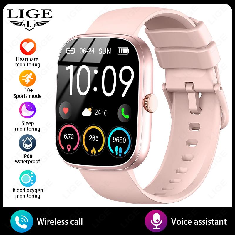 

AI Voice Assistant Smart Watch For Men Women 1.96 HD Touch Screen Fitness Tracker Wireless Call IP68 Waterproof Smartwatch