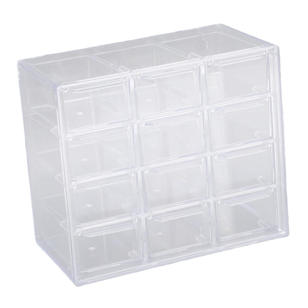 Large Capacity Daily Contact Lens Organizer Wall Mount Desktop Clear Drawer Daily Lens Storage Case 12 Grids Transparent
