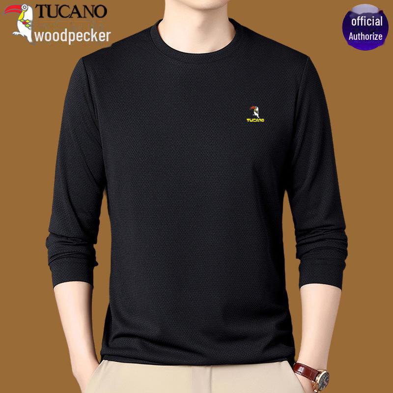 

Мужская хлопковая футболка с длинным рукавом Woodpecker для людей среднего и старшего возраста - базовый слой весна/осень 180/2XL (150-165 jin)
