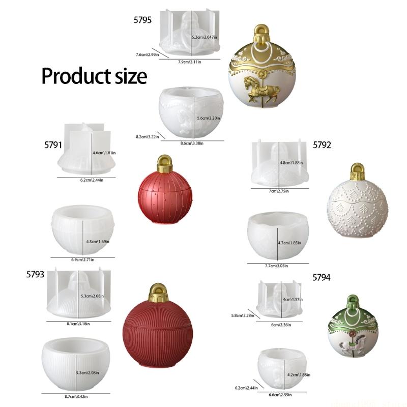 QX2E Christmas Ball Silicone Cup Molds Resin Jar Mould With Lid Easy Demolding