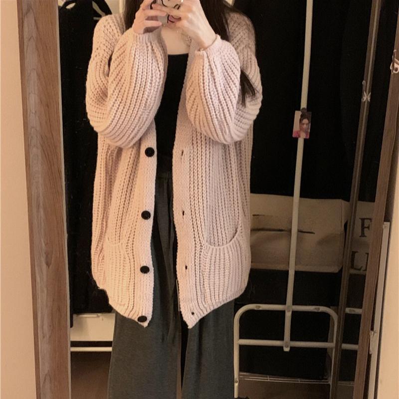 Retro Patchwork Lose Strickjacke Pullover Frauen Herbst und Winter Langarm Solide Strickwaren Strickjacken Weibliche Elegante Warme Knöpfe Pullover 24784