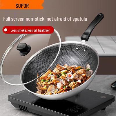 SUPOR Honeycomb Non-Stick Stainless Steel Wok