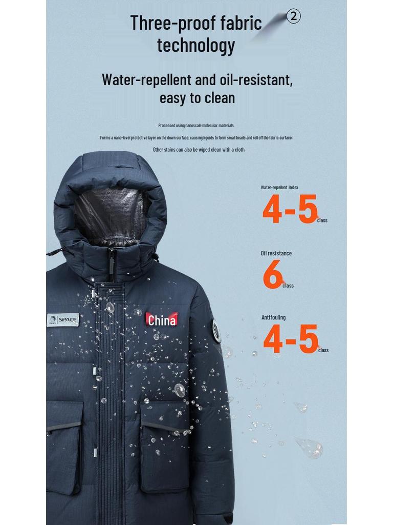 Giacca da Sci da Uomo Taglie Forti - Lunghezza Media, Addensata Calda, Piuma d'Anatra Bianca, Tre Proof Capo Invernale.
