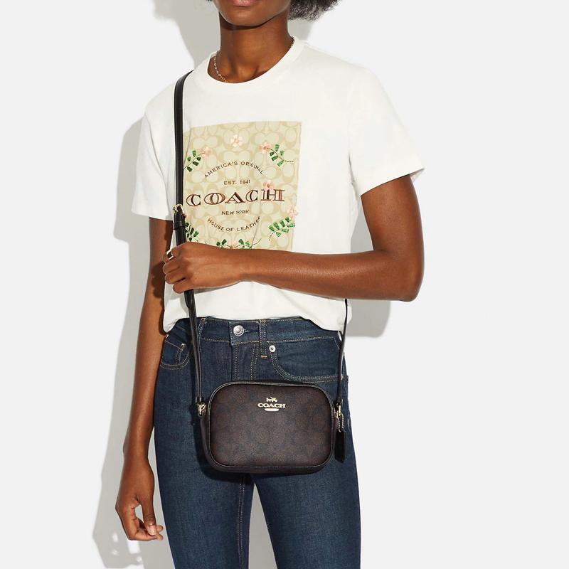 Coach Borsa a tracolla in ecopelle Camera 19 Classic Presbiopia Piccola da donna Marrone scuro e Nero