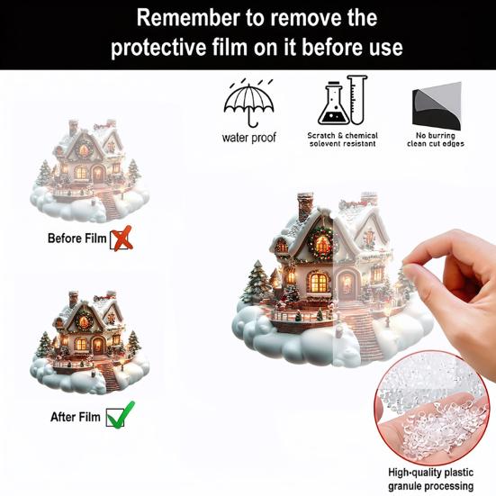 Yousheng 5Pcs/Set Christmas Ornament 2D Acrylic Igloo Design Pendant Living Room Bedroom Garden Festive Atmosphere Ornament
